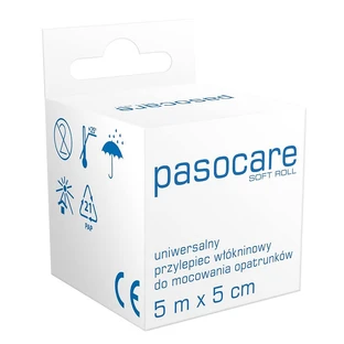 Pasocare Plaster, nețesut pe rolă, 5m x 5cm, rolă moale, 1 buc - Durată lungă de viață!