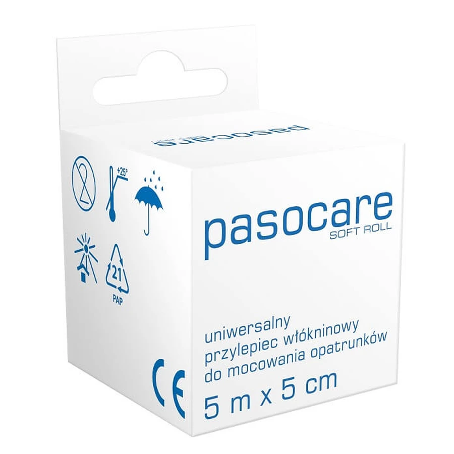 Pasocare Plaster, nețesut pe rolă, 5m x 5cm, rolă moale, 1 buc - Durată lungă de viață!