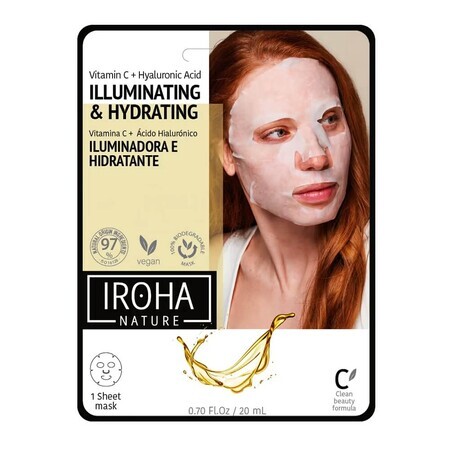 Iroha Nature Illuminating amp; Hydrating Tissue Mask cu vitamina C și acid hialuronic, 20ml