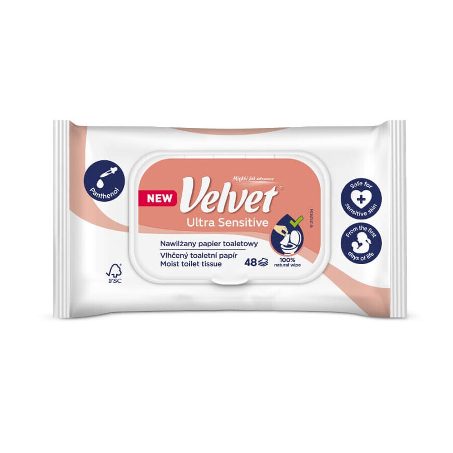 Velvet Ultra Sensitive, hârtie igienică umedă, 48 bucăți