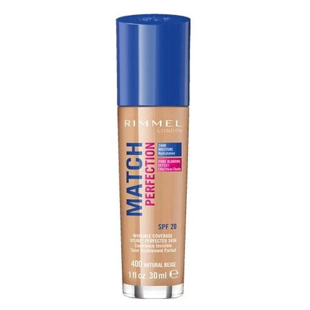 Rimmel Match Perfection Base de Maquillaje 400 Beige Natural SPF20, 30ml