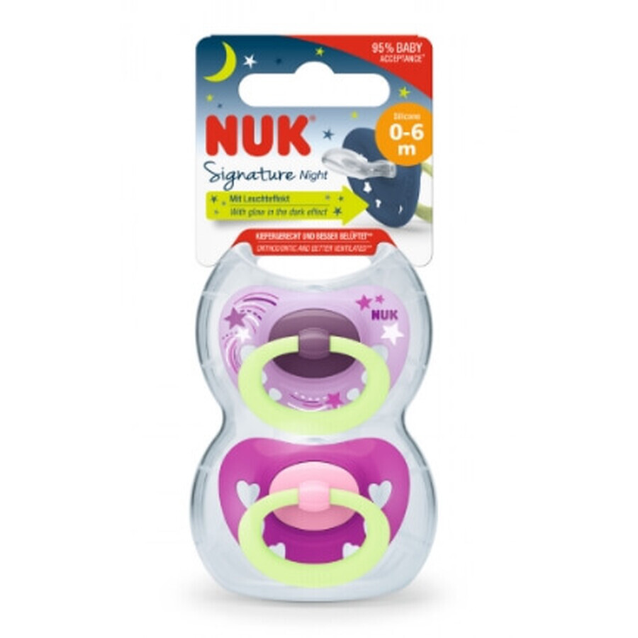 Nuk, Signature Night, Sucette, Gr.1, 2 pièces