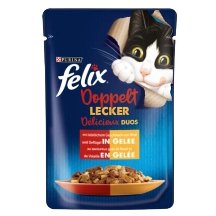 Felix, nourriture humide pour chats adultes, bœuf et volaille, 85g