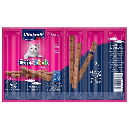 Vitakraft, Snack para gatos, Golosinas para gatos, bacalao, 15g