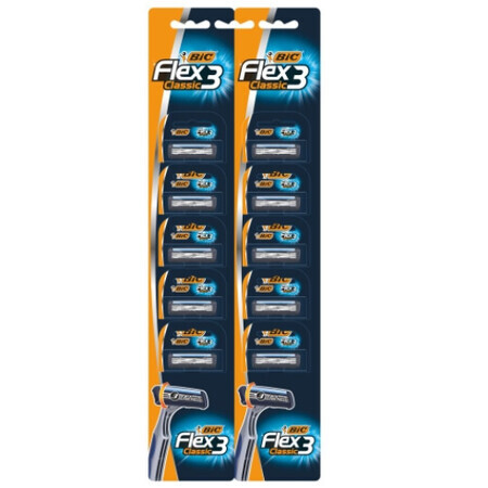 Bic, afeitadora, flex 3 classic, 10 piezas