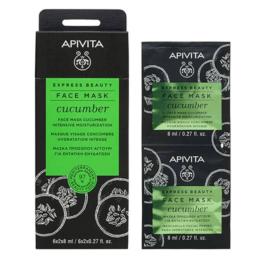 Apivita Express Beauty Intensive moisturizing face mask Cucumber, 2 x 8 ml