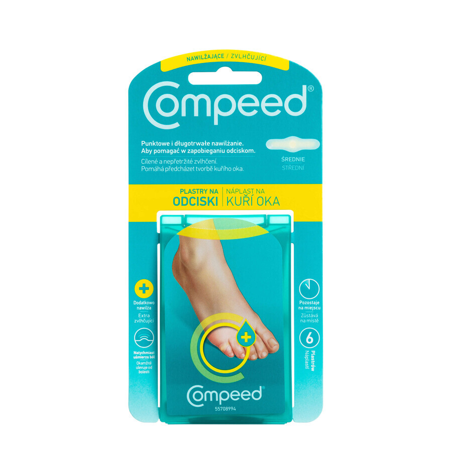 Compeed parches hidratantes para puntos de presión, 6 piezas - ¡Larga duración!