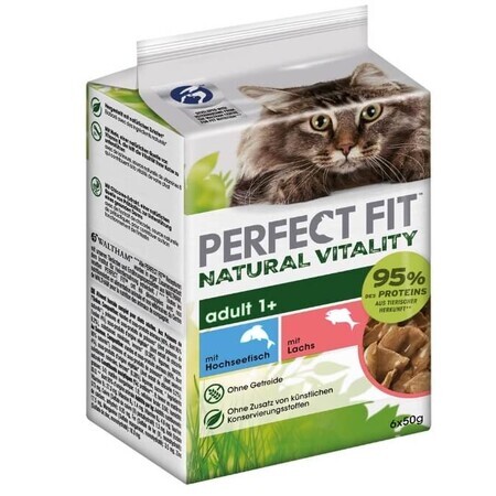 Perfect Fit, Natural Vitality 1+, Comida húmeda para gatos, gbin pescado, 50g