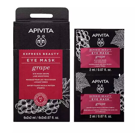 Apivita Express Beauty Mascarilla Alisante Ojos Uva, 2 x 2 ml