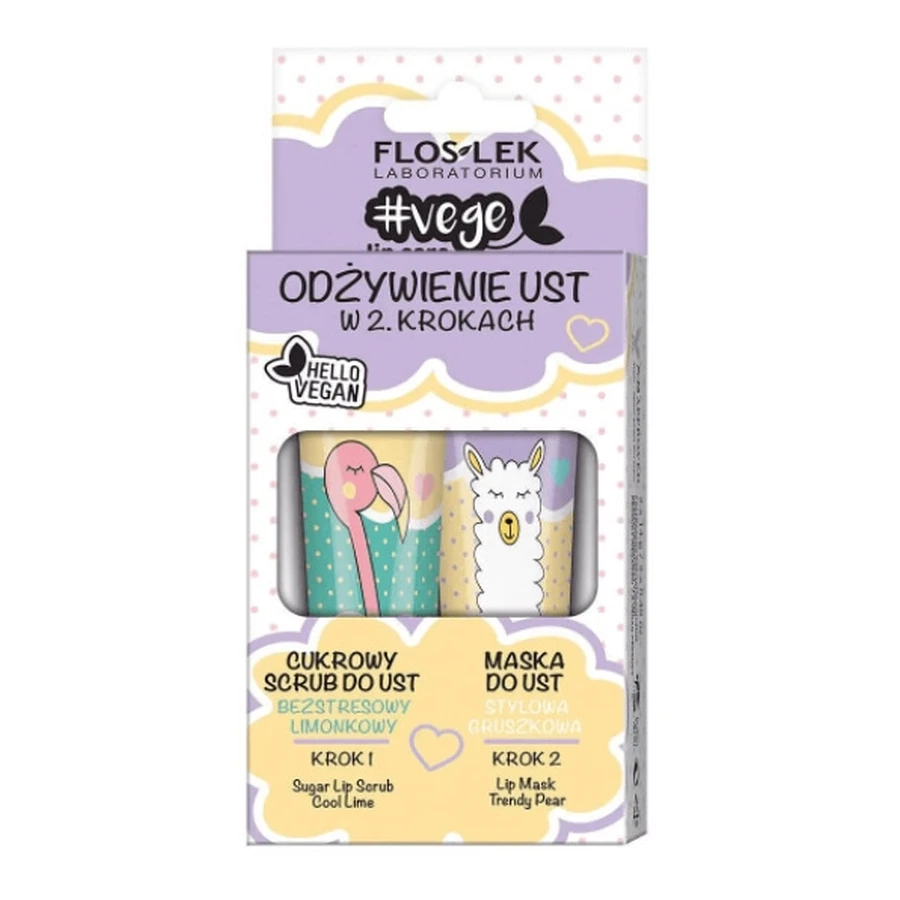 Flos-Lek, Vege Lip Care, Set de rajeunissement des lèvres en 2 couleurs, 2 x 14g