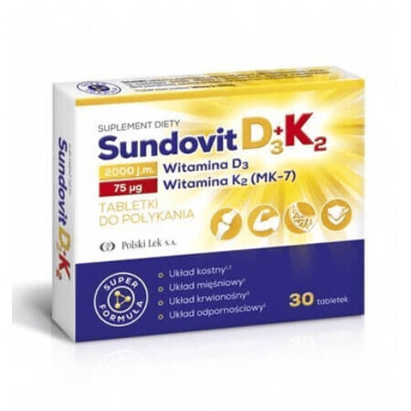 Sundovit D3 + K2, 30 comprimidos