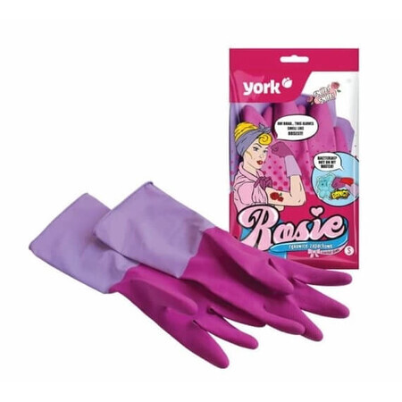 York, guantes de goma perfumados Rosie, talla L, 1 par