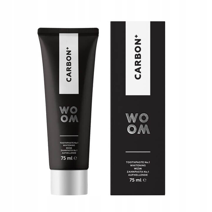 Woom Carbon+ Black Whitening Toothpaste with active salt, 75ml