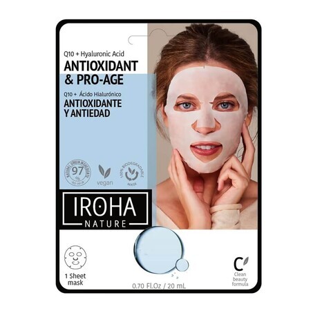 Iroha Nature Antioxidant amp ; Pro-Age Tissue Face Mask Masque anti-âge pour les aisselles Masque anti-âge pour les aisselles avec coenzyme Q10 et acide hyaluronique, 20ml