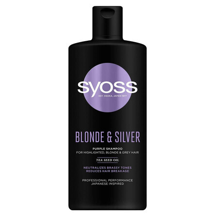 Syoss Blond amp ; Silver shampooing pour cheveux décolorés, 440ml