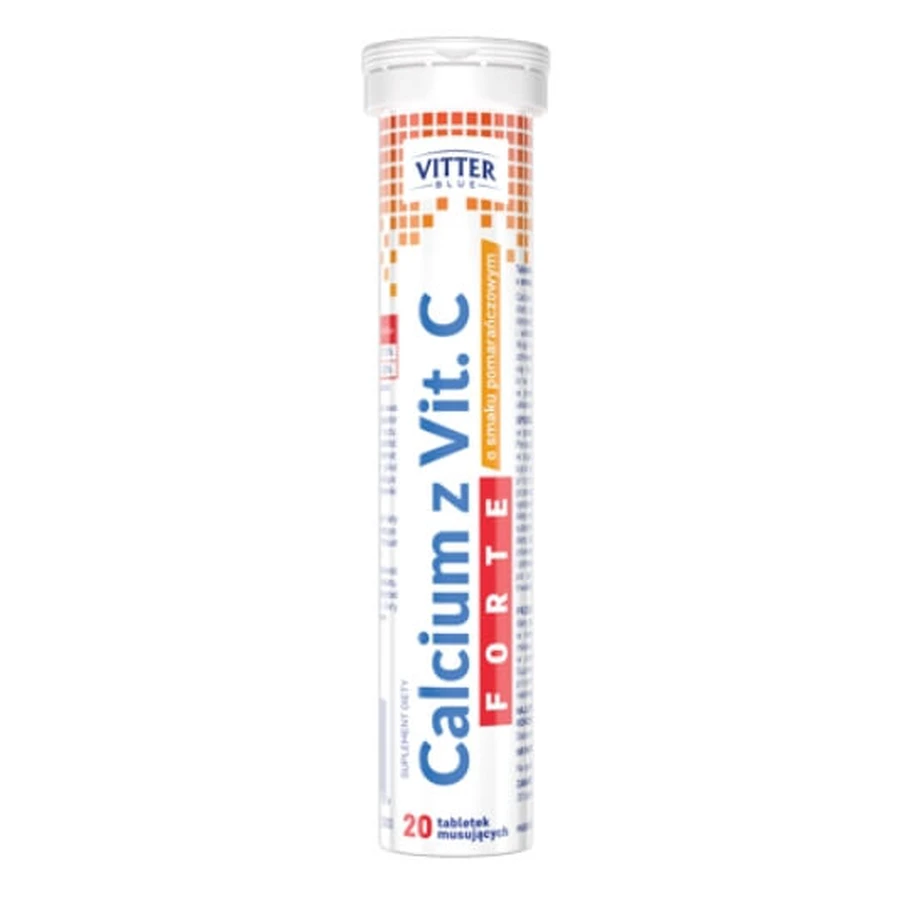 Calcium met vitamine C Forte, sinaasappelsmaak, 20 bruistabletten