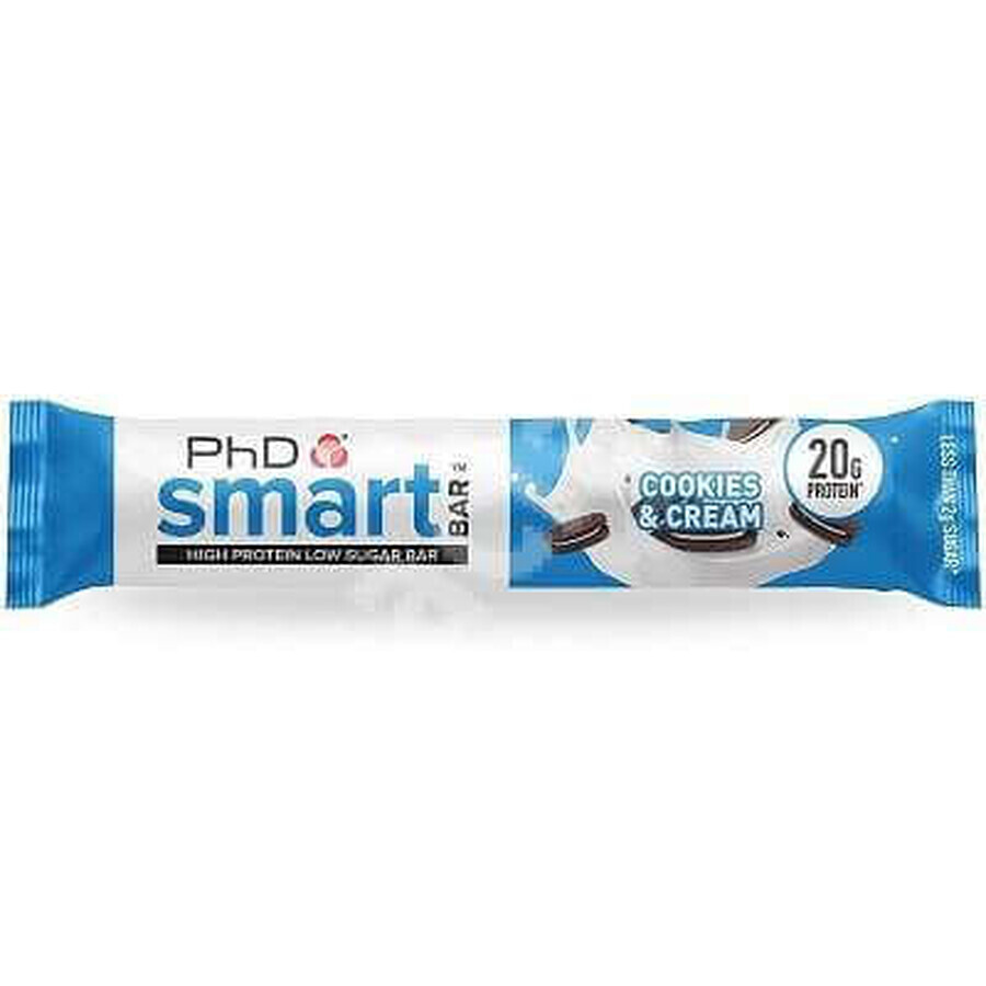 Barrita de proteínas PhD Smart Bar Cookies &amp; Cream, 64 g, PhD Nutrition