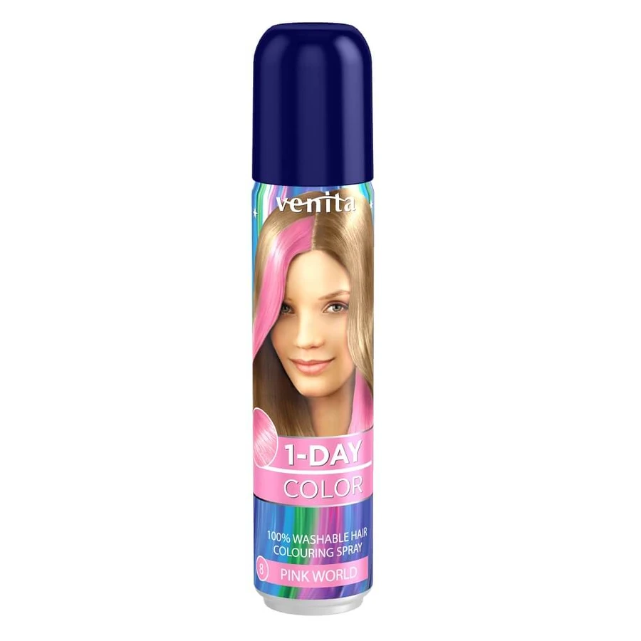 Venita 1-Day Color Spray de ceară colorată Pink World, 50ml
