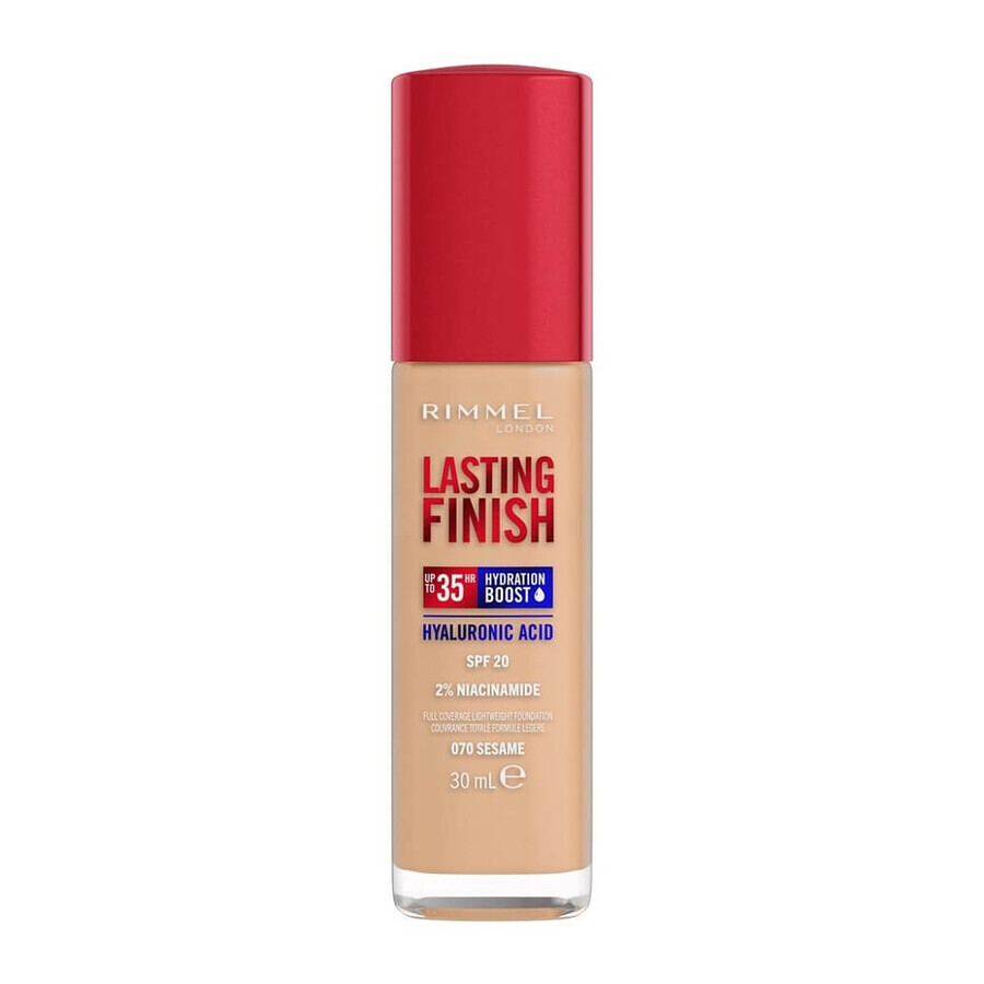 Rimmel Lasting Finish Langhoudende Hydraterende Foundation met SPF20 070 Sesam, 30ml