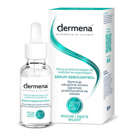 Dermena Supported By Science Sebocontrol Serum para cabello graso, caída excesiva del cabello, 50 ml