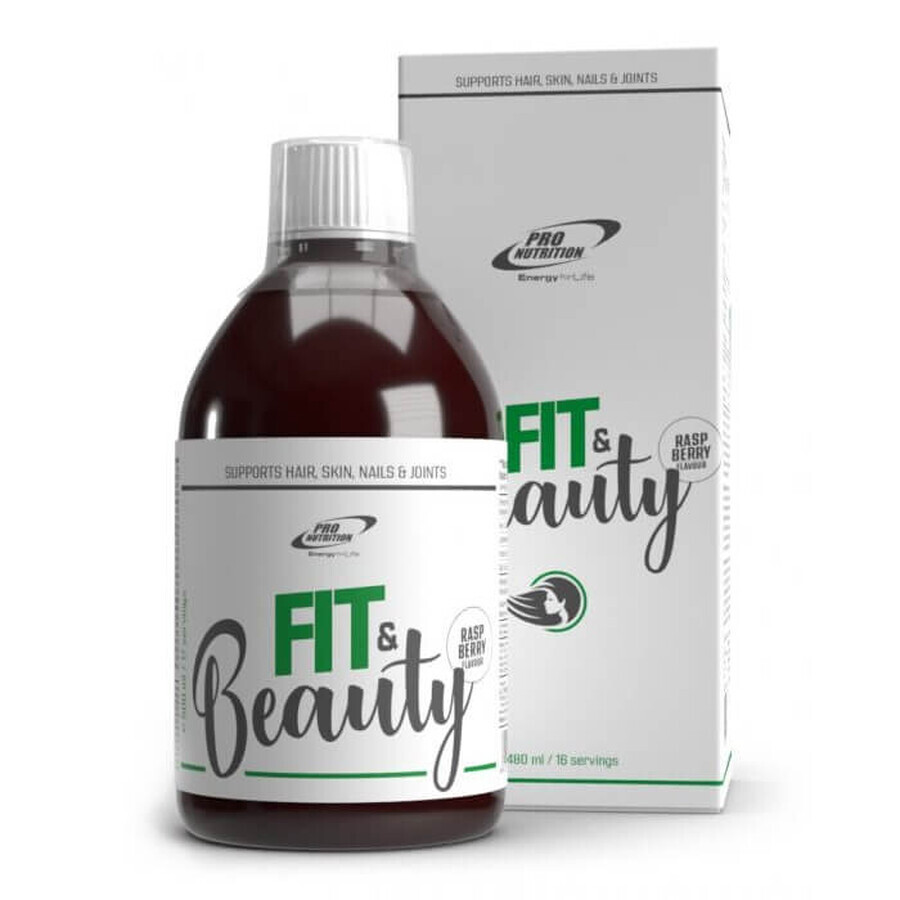 Bebida de colágeno enriquecida con vitaminas, minerales y ácido hialurónico Fit &amp; Beauty, 480 ml, Pro Nutrition