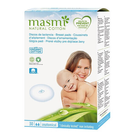 Masmi Tampoane pentru sân din bumbac organic, 30 buc.