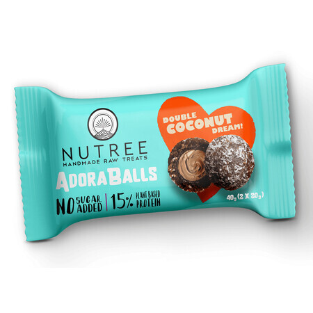 AdoraBalls Double Coconut Dream pralinés proteicos sin gluten, 40 g, Nutree