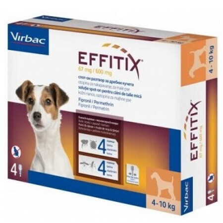 Antiparasitario para perros 4-10 Kg Effitix S, 4 pipetas, Virbac