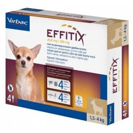 Antiparasitario para perros 1,5-4 Kg Effitix XS, 4 pipetas, Virbac