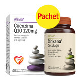 Pachet Coenzima Q10 120 mg, 40 capsule + Ginkana circulatie, 30 capsule, Alevia