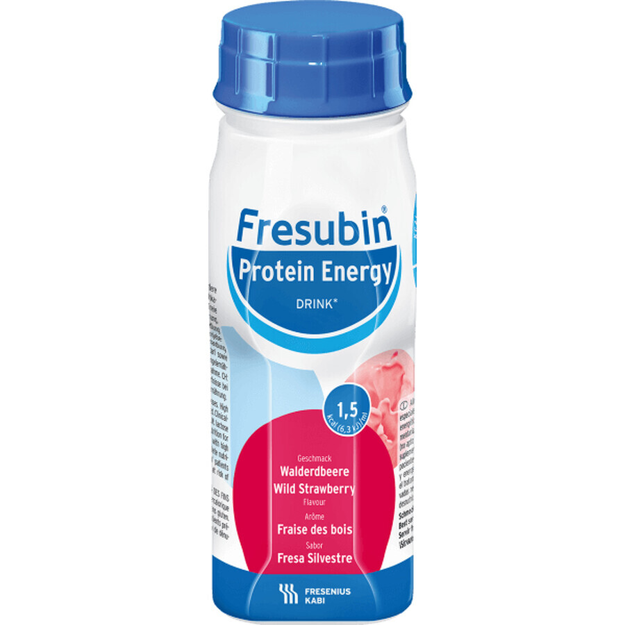 Fresubin Bebida Energética Proteica Sabor Fresa, 4x200 ml, Fresenius Kabi