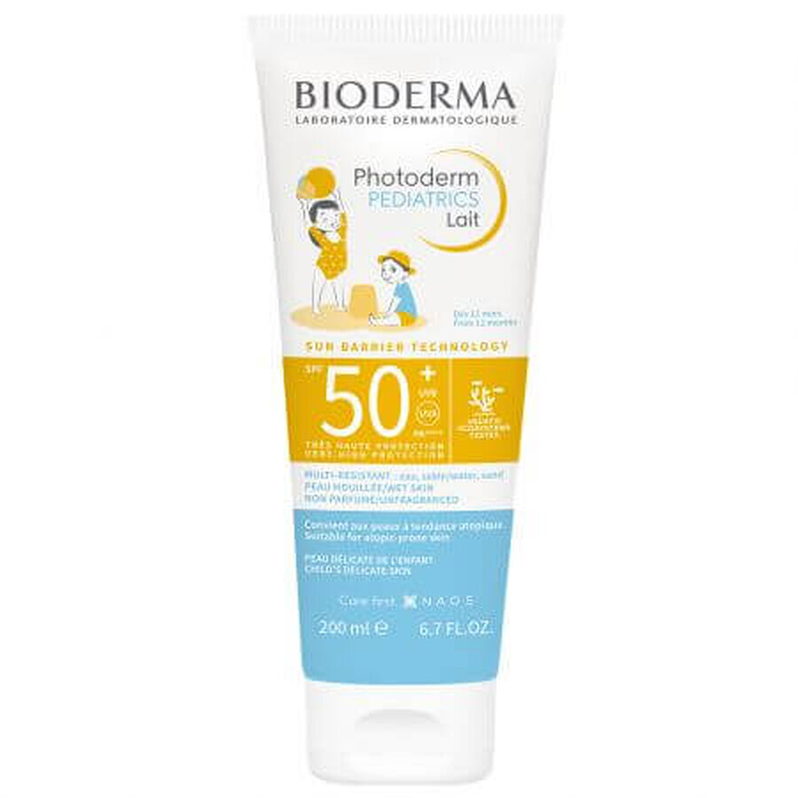 Leche solar para niños Photoderm Pediatrics, FPS 50+, 200 ml, Bioderma