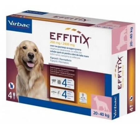 Antiparasitario para perros 20-40 Kg Effitix L, 4 pipetas, Virbac