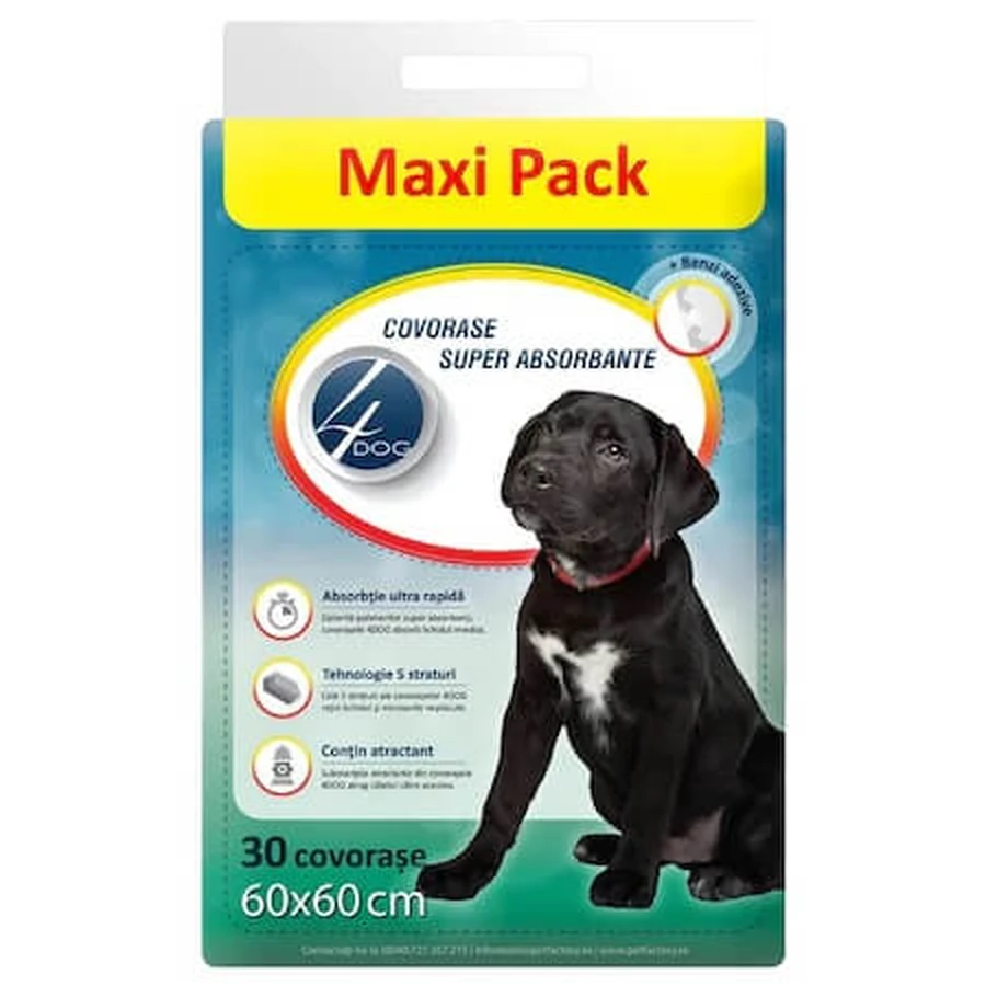 Maxi absorberende matten voor honden, 60x60 cm, 30 stuks, 4Dog