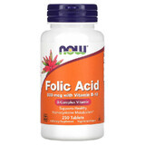 Ácido fólico 800 mcg con vitamina B-12 25 mcg, 250 comprimidos, Now Foods