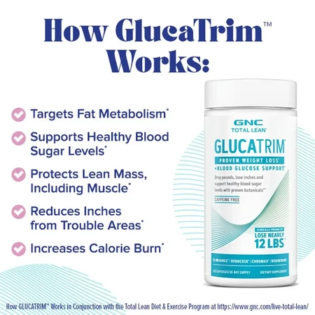 GlucaTrim Total Lean Advanced Weight Loss Formula, 120 Capsules, GNC