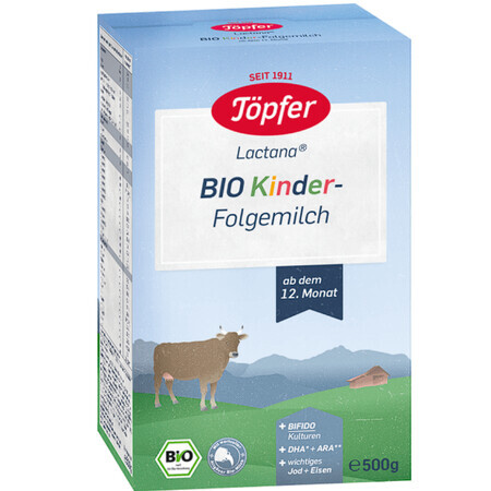 Biologische poedermelk +12 maanden Kinder Lactana, 500 g, Topfer