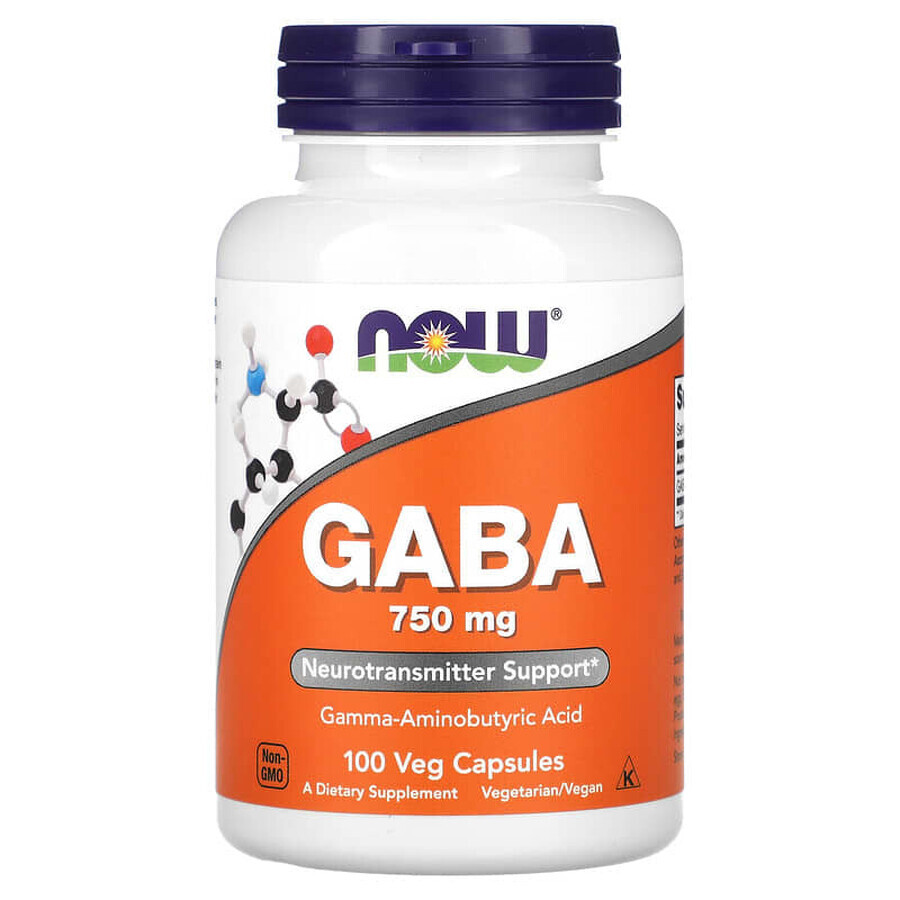 Gaba, 750 mg, 100 cápsulas vegetales, Now Foods