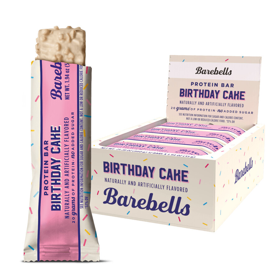 Barebells Protein Bar Birthday Cake, Barrita proteica con sabor a tarta de cumpleaños, 55g