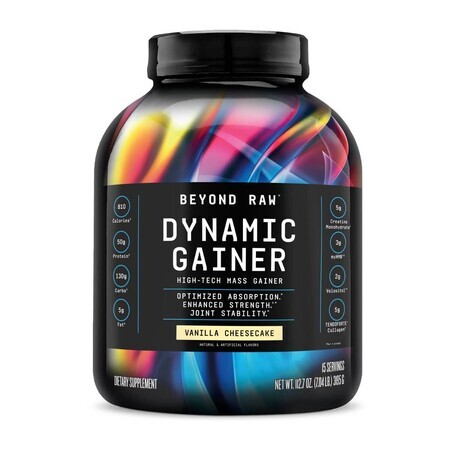 Gnc Beyond Raw Beyond Raw Dynamic Gainer High-tech Mass Gainer, Protein Gainer With Vanilla Cheesecake Flavor, 3195 G