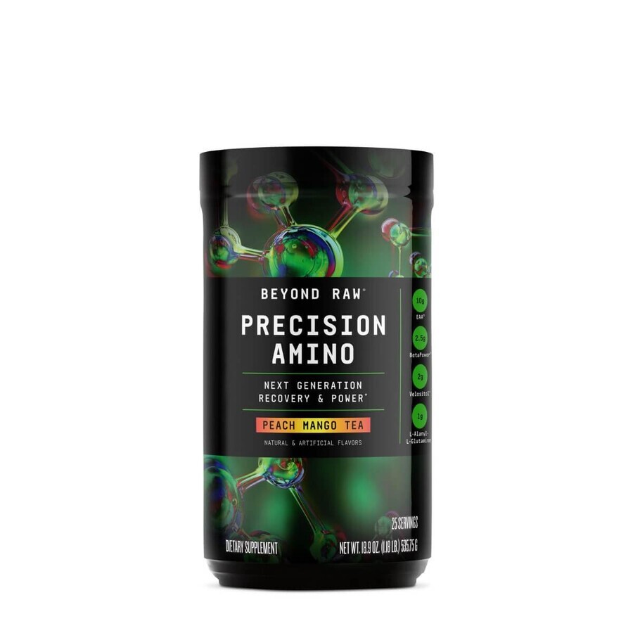 Gnc Beyond Raw Precision Amino, Aminoácidos con sabor a Melocotón y Té de Mango, 535.75 G