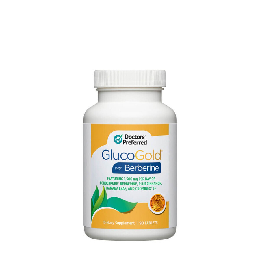 Doctors Preferred Glucogold With Berberine, Formule avancée de réduction de la glycémie avec Berberine, 90 Tb