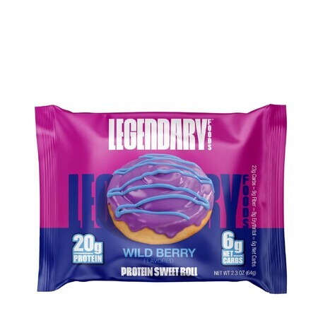 Legendary Foods Protein Sweet Roll, Panecillo proteico con sabor a bayas, 64 G