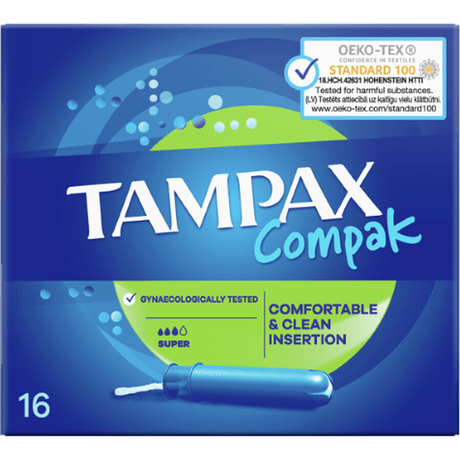 Tampax Compak Super con aplicador 16 unidades