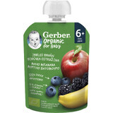 Gerber Organic Manzana, Plátano, Arándano y Zarzamora Bolsa 100% Bio 6m+ 16 x 90 g