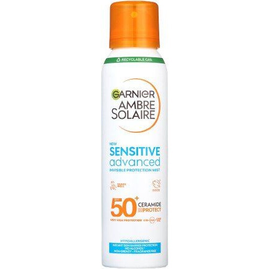 Garnier Ambre Solaire Solaire Sensitive Bruma Protectora Avanzada, protección muy alta, pieles ligeramente sensibles, FPS 50+, 150 ml