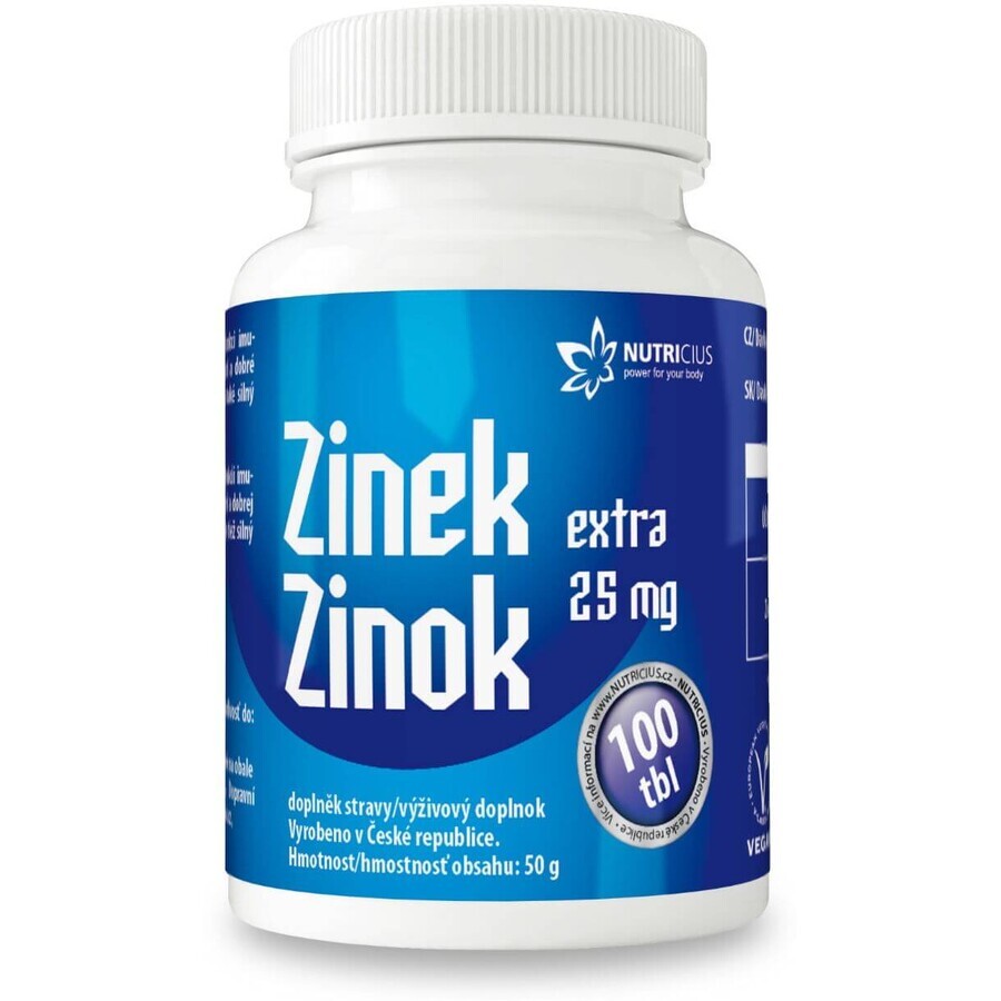 Nutricius Zink extra 25 mg 100 tabletten