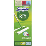 Swiffer Starter Set con 1 mango, 8 toallitas secas y 3 paños de limpieza