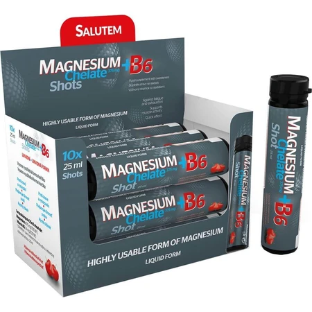 Salutem chelat magnezu shot Salutem chelat magnezu + B6 smak wiśniowy, ampułki 10 x 25 ml: ceny i cechy