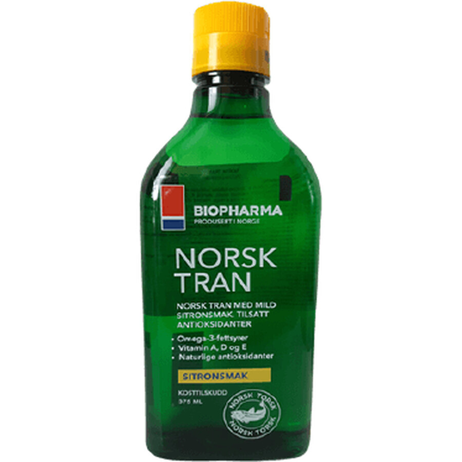 Bio Pharma Noorse visolie met natuurlijke citroensmaak - Norsk Tran 375 ml